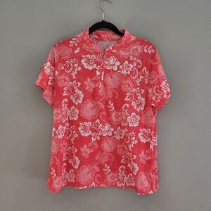 Emerald Brand Size Large Coral And White Golf Shirt